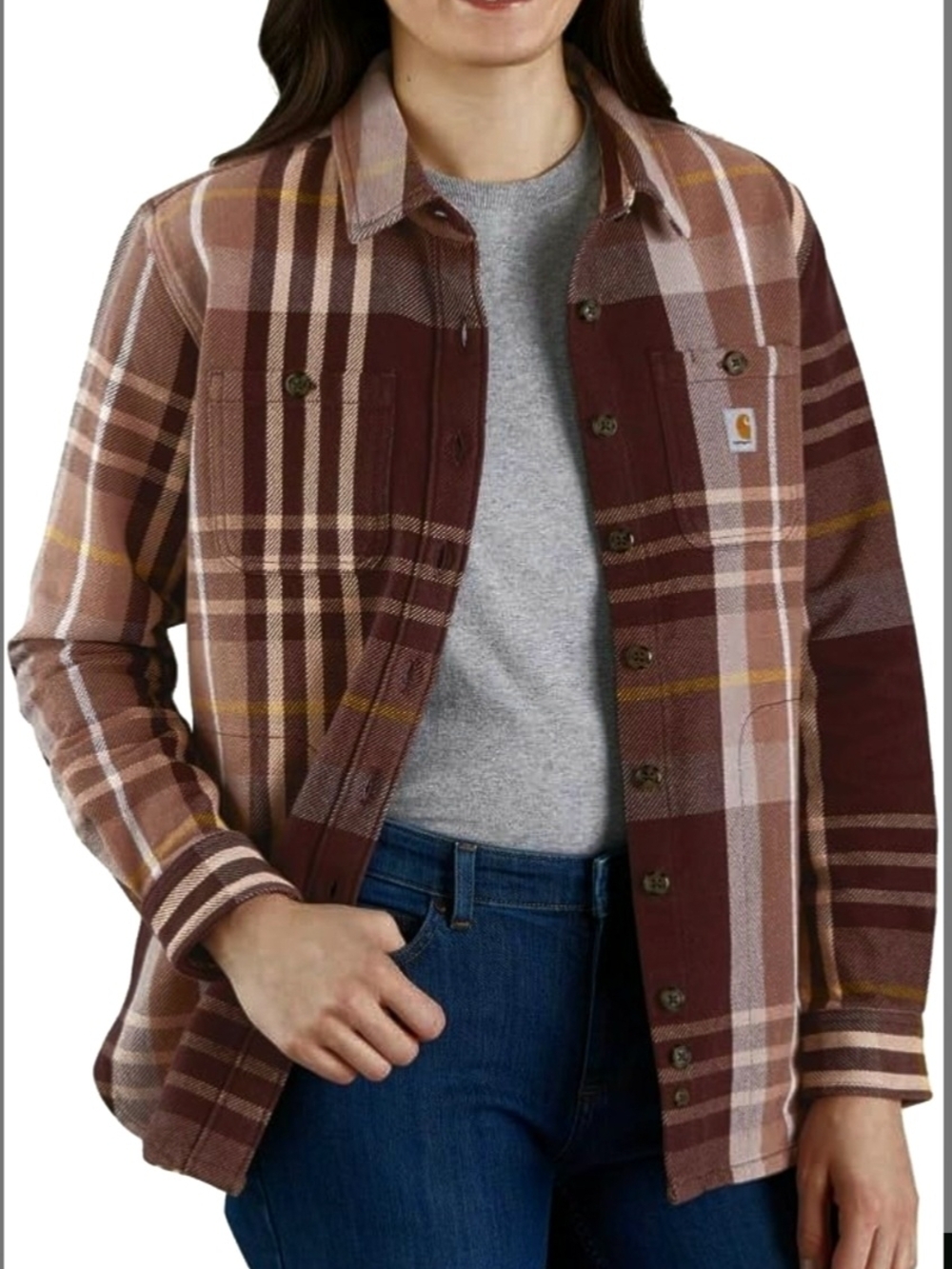 Womens Carhartt Blackberry Plaid Lightweight Shirt Jacket